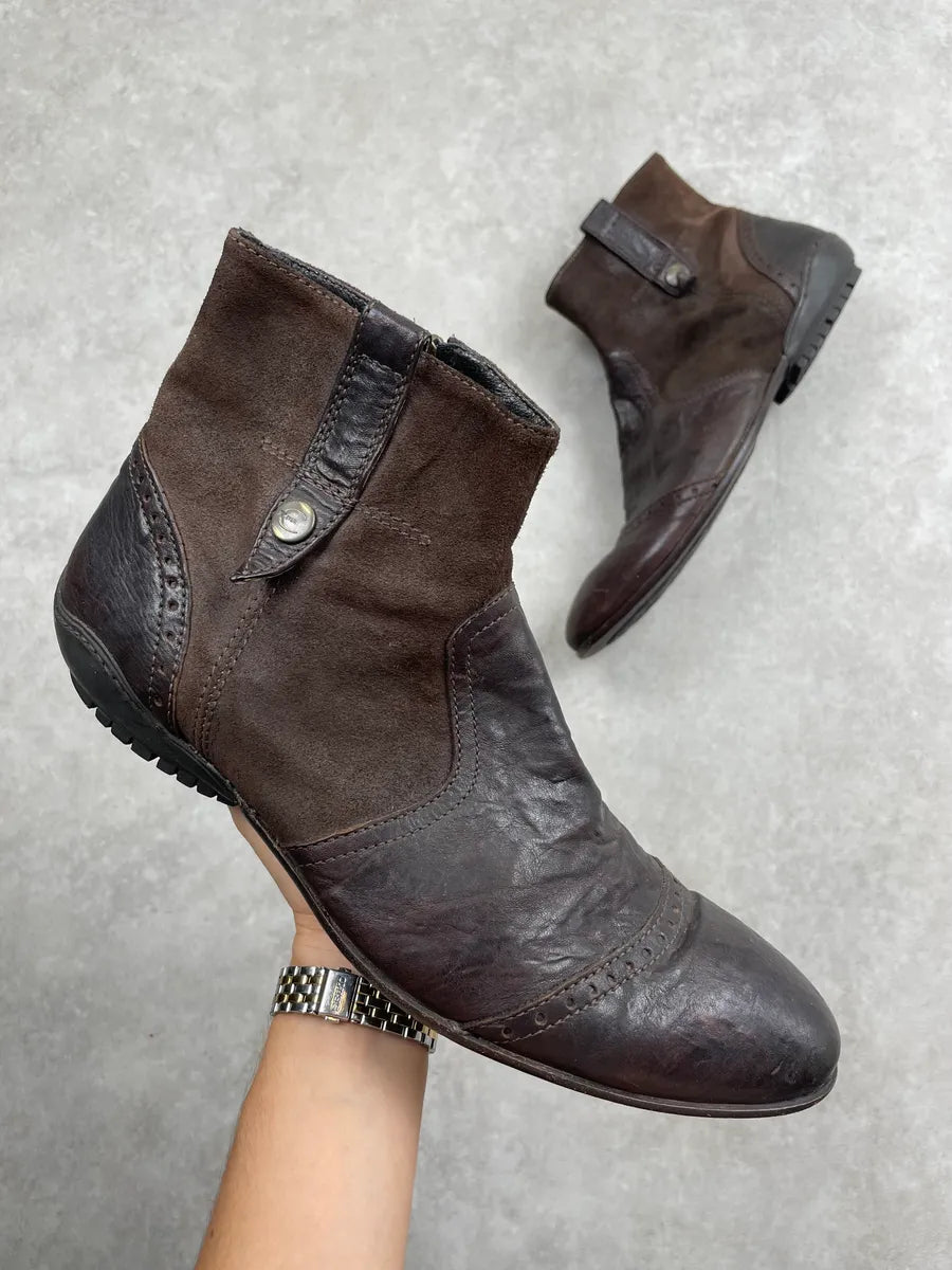2000s Cavalli Brown Suede Chelsea Leather Boots jKWlEOo 0