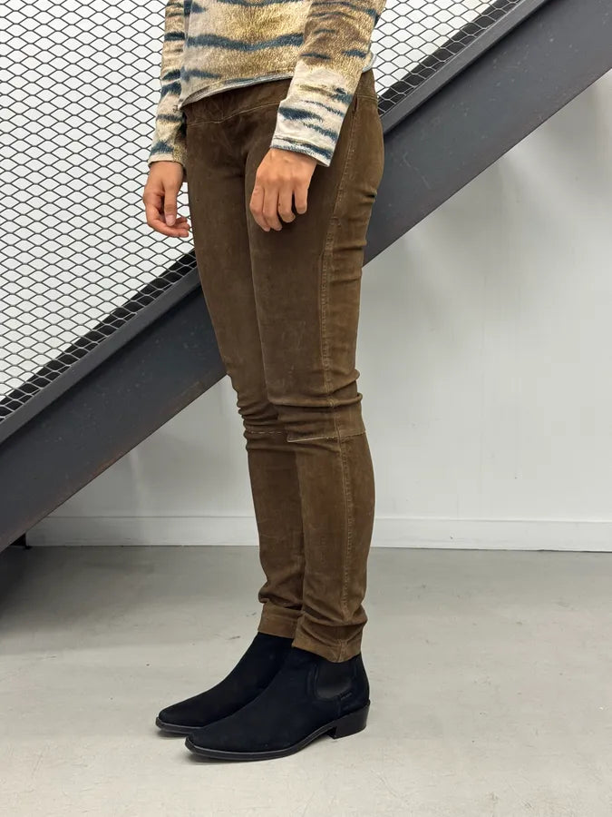 Roberto Cavalli Brown Suede Leather Skinny Pants OHZogoQ 2