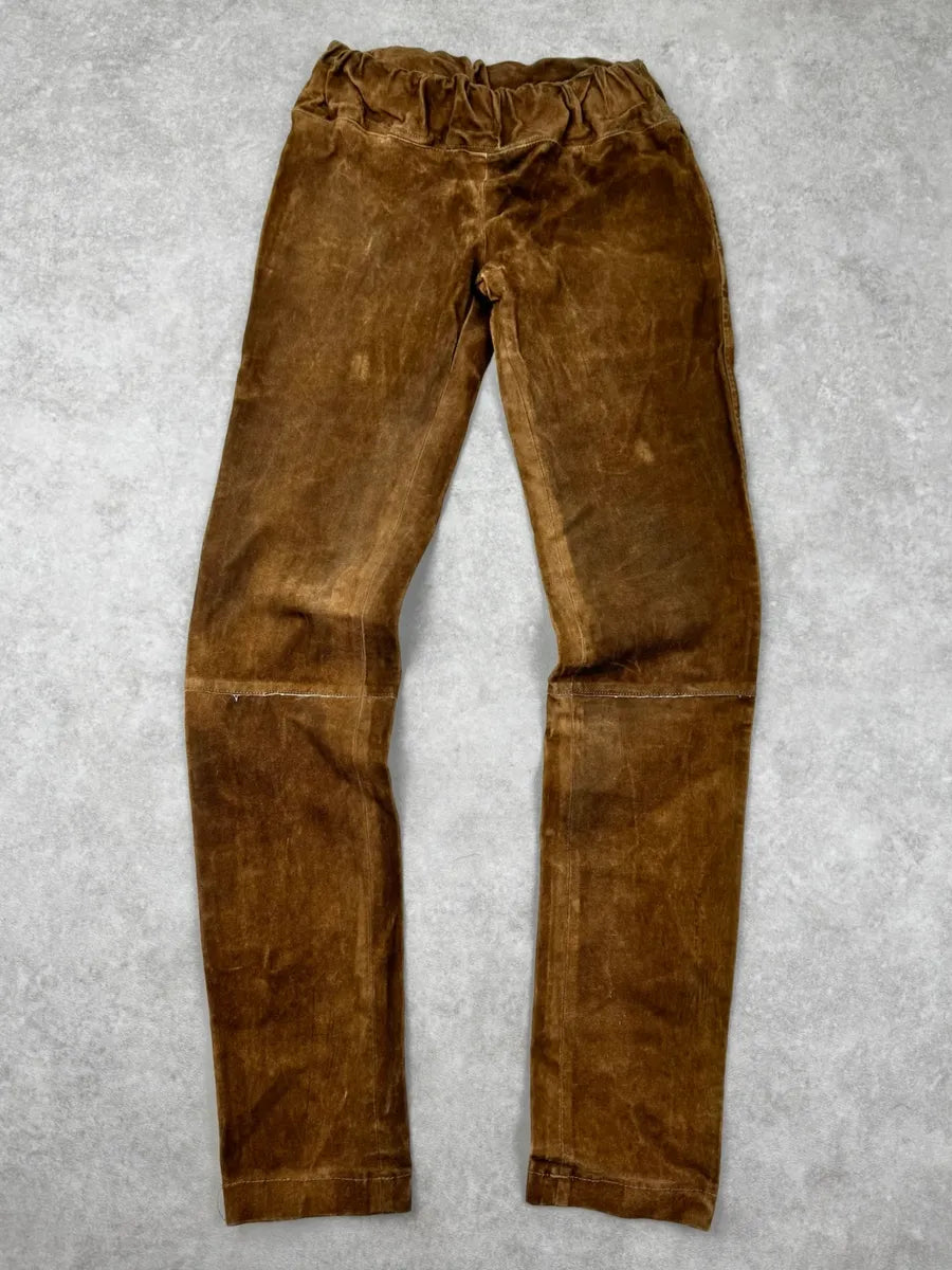 Roberto Cavalli Brown Suede Leather Skinny Pants OHZogoQ 0