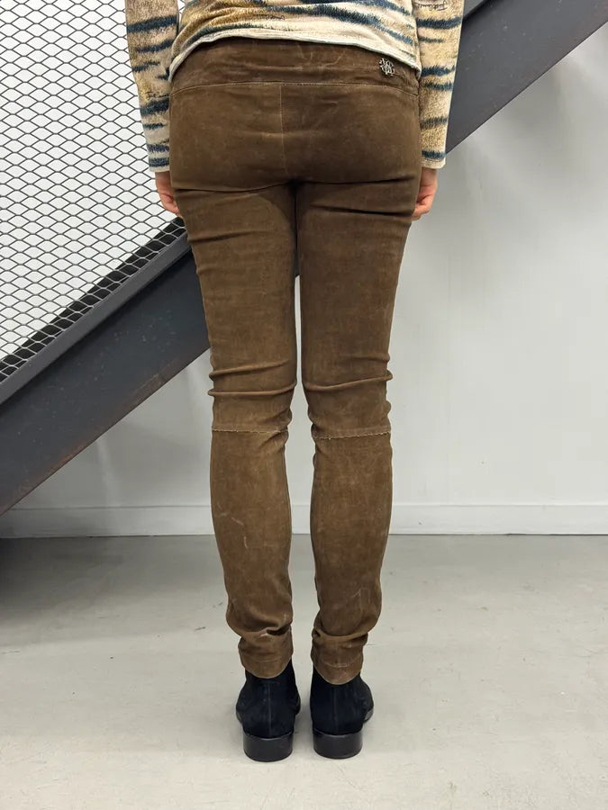 Roberto Cavalli Brown Suede Leather Skinny Pants OHZogoQ 3