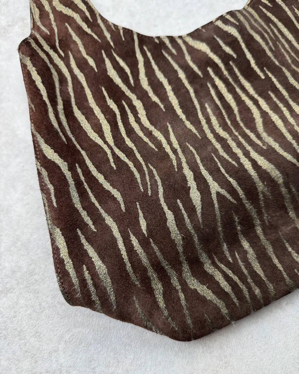 Roberto Cavalli Brown Suede Tiger Stripe Shoulder Bag RolxDgV 4