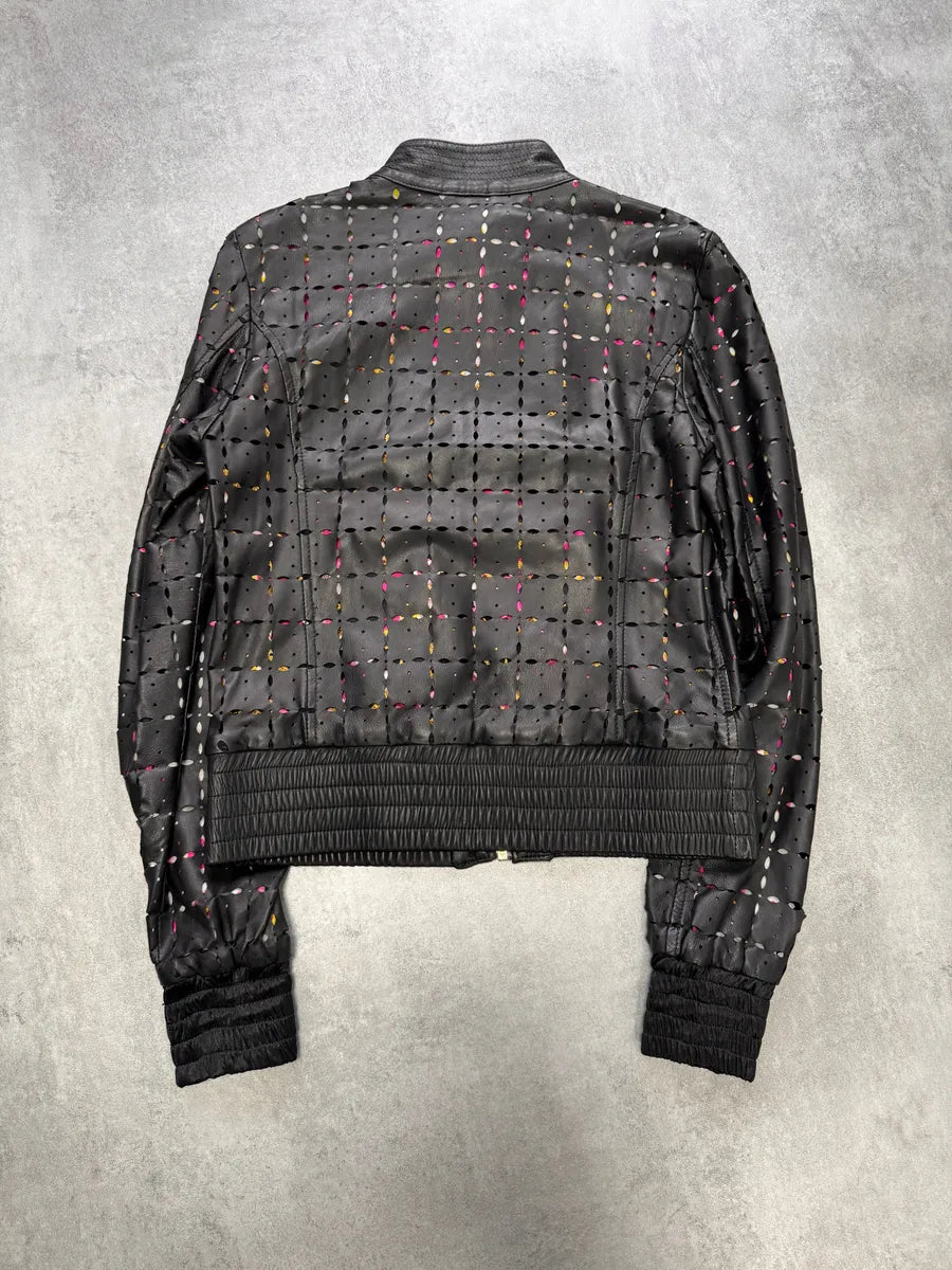 Roberto Cavalli Class Holes Leather Jacket JQQoRKV 2