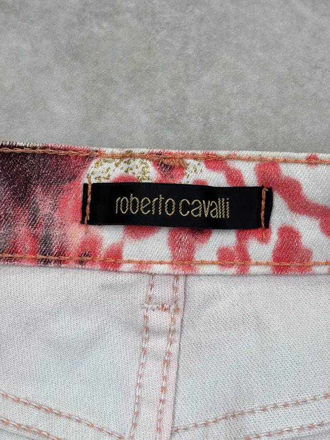 SS2004 Roberto Cavalli Coral Pink Orchid Floral Pants HvxVxEB 12
