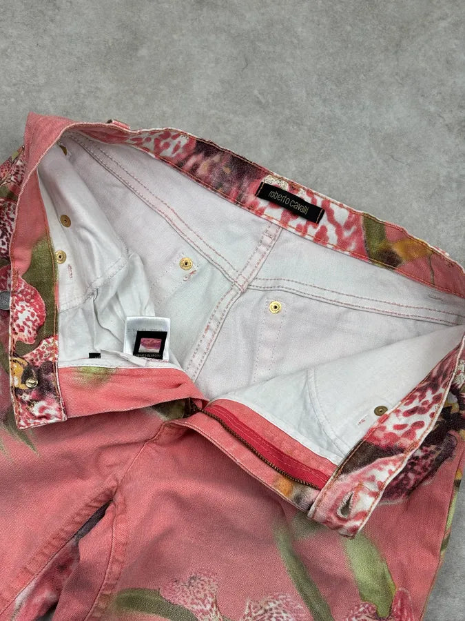 SS2004 Roberto Cavalli Coral Pink Orchid Floral Pants HvxVxEB 11