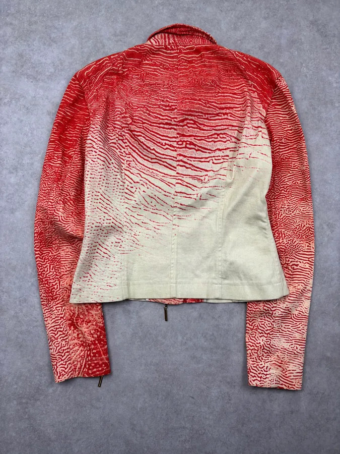 2000s Roberto Cavalli Coral Cream Patterned Asymmetrical Jacket ZdKVIgh 4