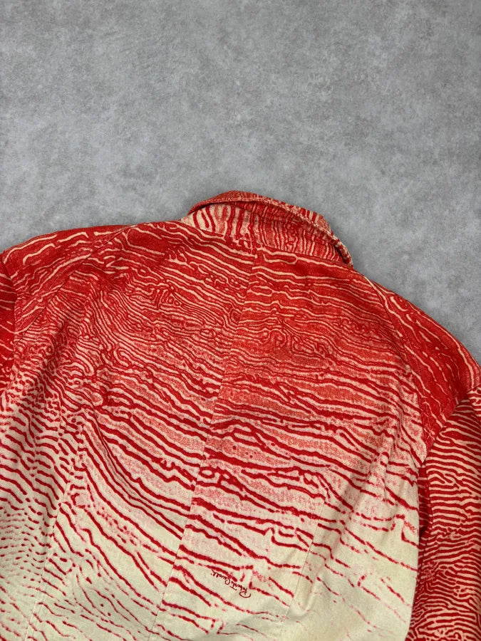 2000s Roberto Cavalli Coral Cream Patterned Asymmetrical Jacket ZdKVIgh 5