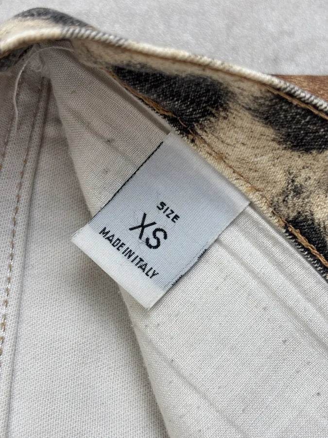 AW2001 Roberto Cavalli Cream Denim Leopard Print Jeans pZAuJBL 10