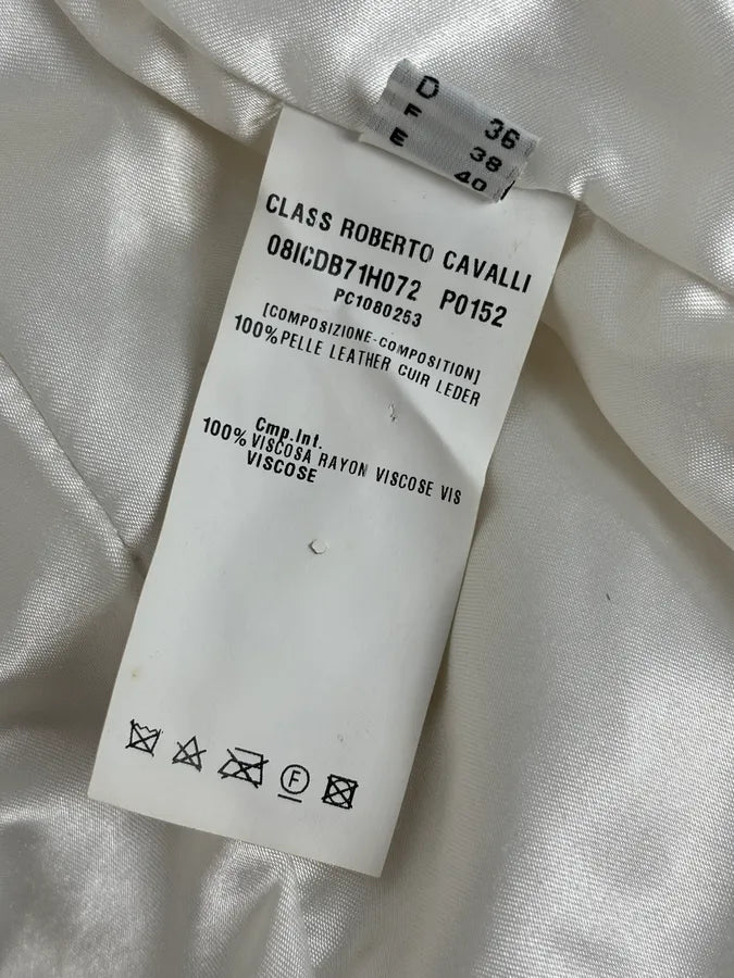 Roberto Cavalli Cream Fur Collar  Leather Jacket tggwrIY 13