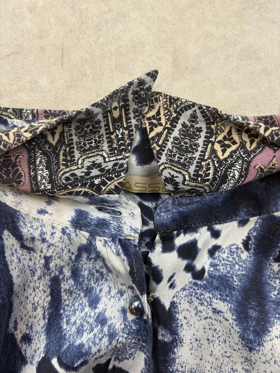 Roberto Cavalli Cream Navy Leopard Shirt Mixed Print Shirt OpNfsRa 7