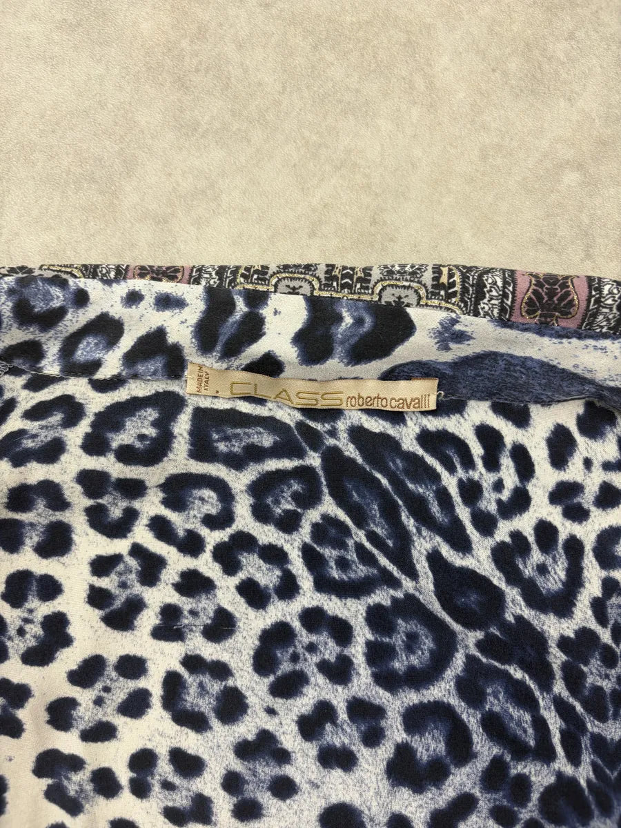 Roberto Cavalli Cream Navy Leopard Shirt Mixed Print Shirt OpNfsRa 8