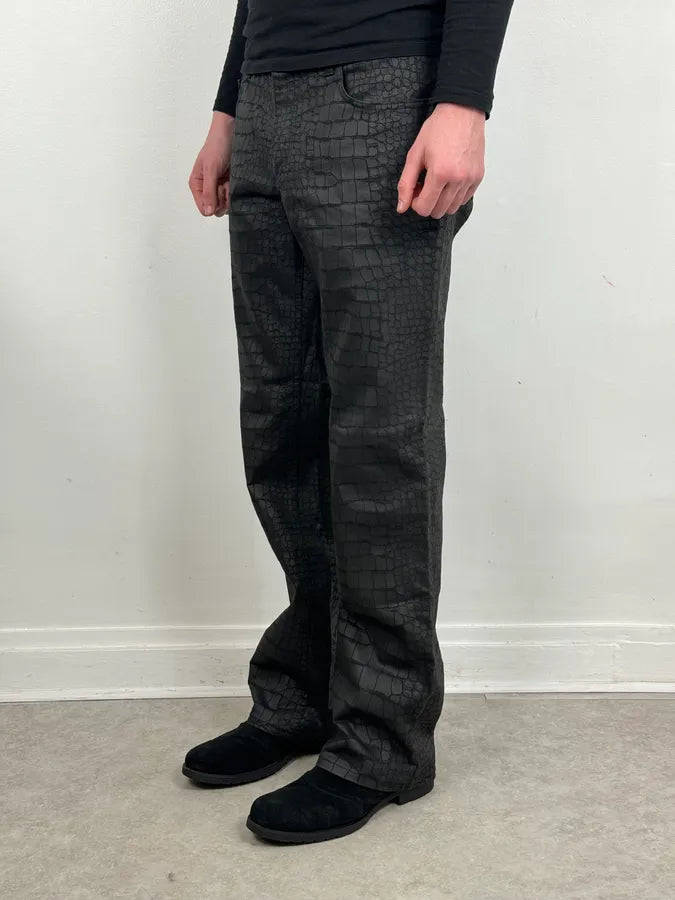 2000s Roberto Cavalli Crocodile Effect Obscure Black Pants JrYOOhd 2