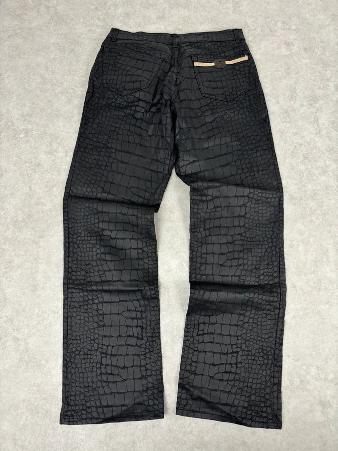 2000s Roberto Cavalli Crocodile Effect Obscure Black Pants JrYOOhd 5