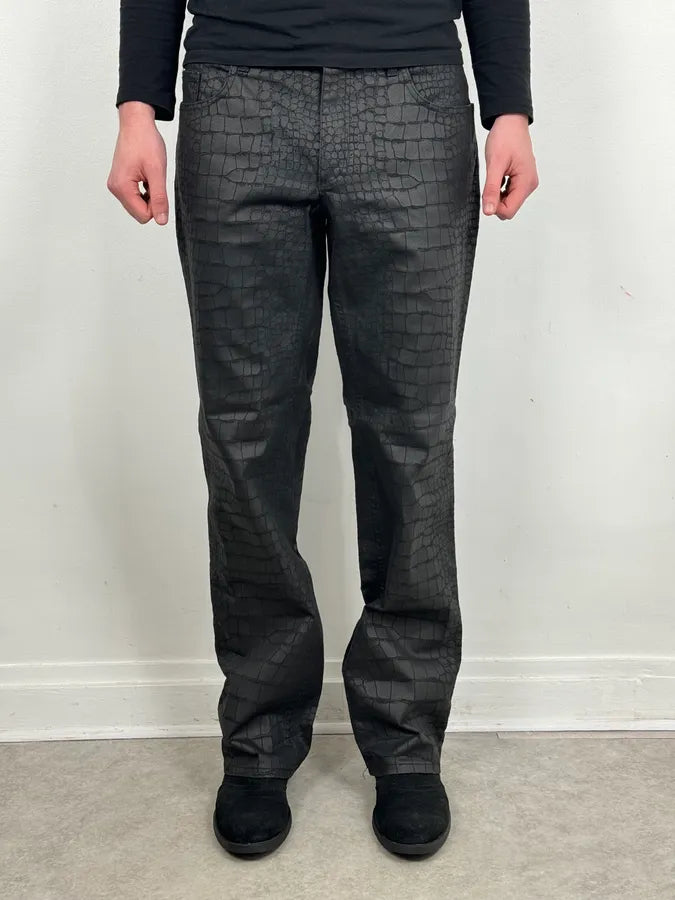 2000s Roberto Cavalli Crocodile Effect Obscure Black Pants JrYOOhd 1