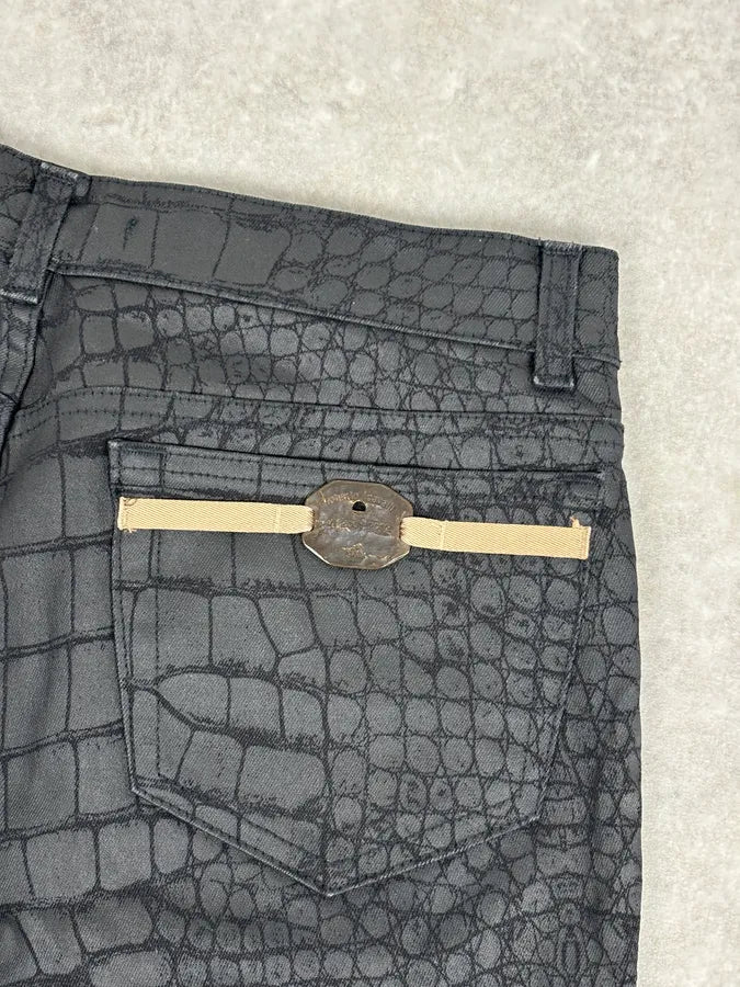 2000s Roberto Cavalli Crocodile Effect Obscure Black Pants JrYOOhd 7