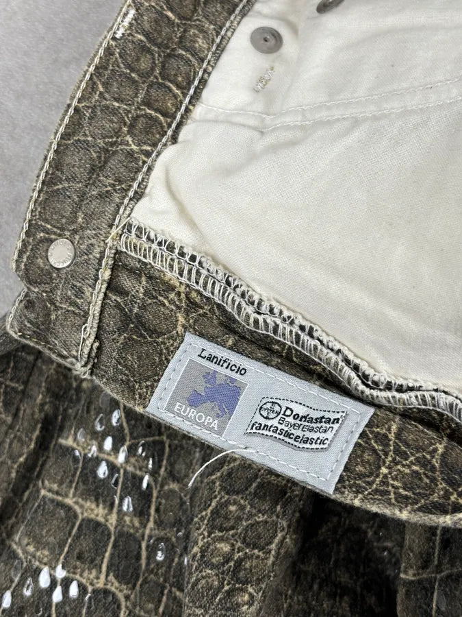 AW1999 Roberto Cavalli Crocodile Effect Glitters Grey Pants itJUQbM 12