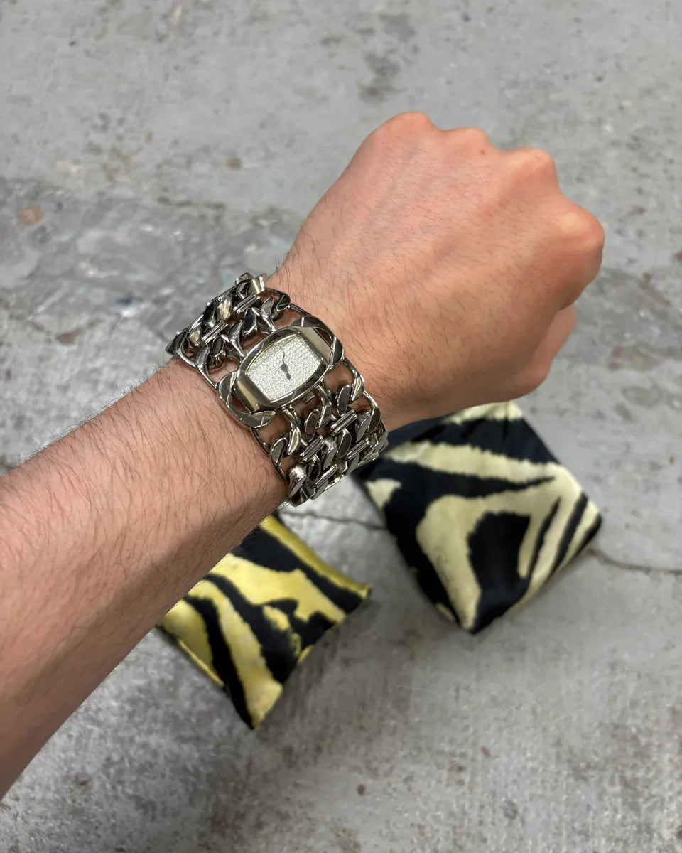Roberto Cavalli Cuban Chain Grey Watch  roZpujE 0
