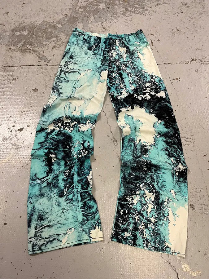 Roberto Cavalli Electric Chaos Blue Turquoise Pants DCMwceG 0