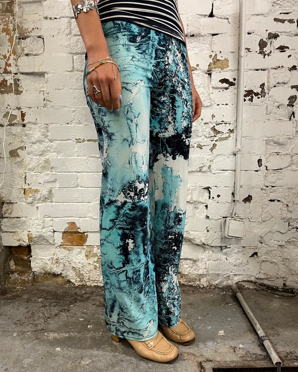 Roberto Cavalli Electric Chaos Blue Turquoise Pants DCMwceG 2