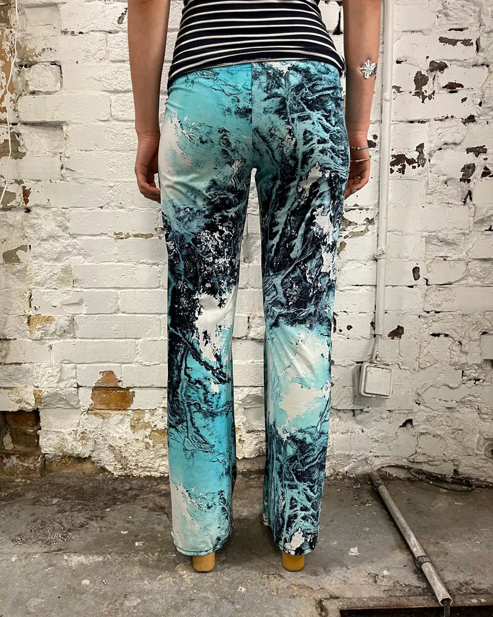 Roberto Cavalli Electric Chaos Blue Turquoise Pants DCMwceG 3