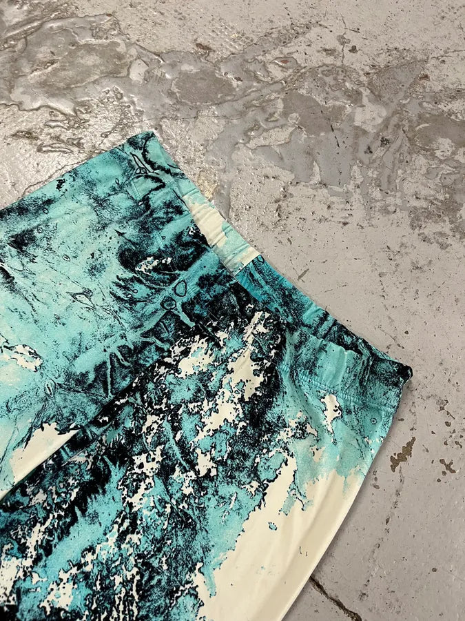 Roberto Cavalli Electric Chaos Blue Turquoise Pants DCMwceG 5