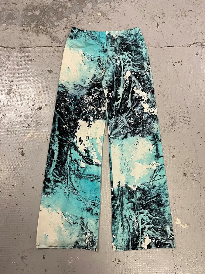 Roberto Cavalli Electric Chaos Blue Turquoise Pants DCMwceG 7