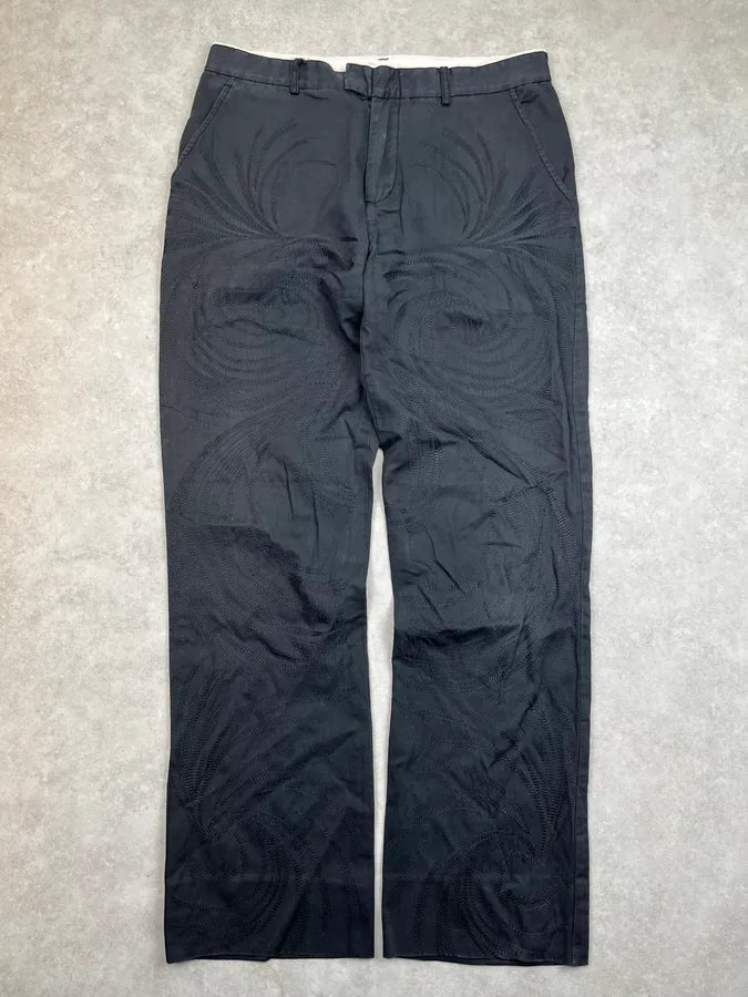 2000s Roberto Cavalli Embroidered Tribal Black Pants wnKxAHx 3