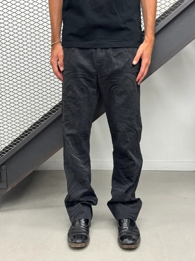 2000s Roberto Cavalli Embroidered Tribal Black Pants wnKxAHx 0