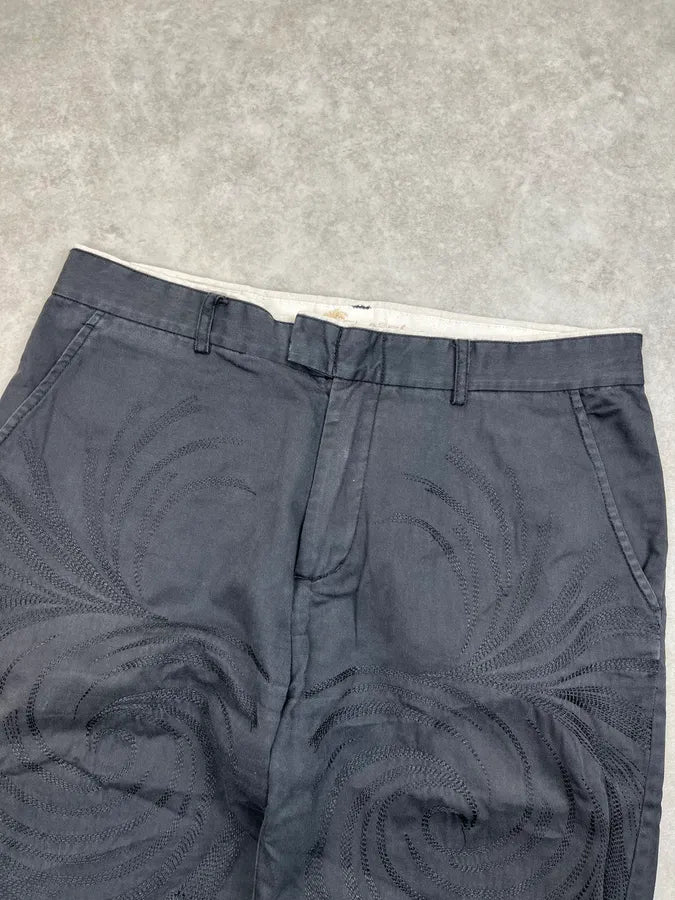 2000s Roberto Cavalli Embroidered Tribal Black Pants wnKxAHx 5