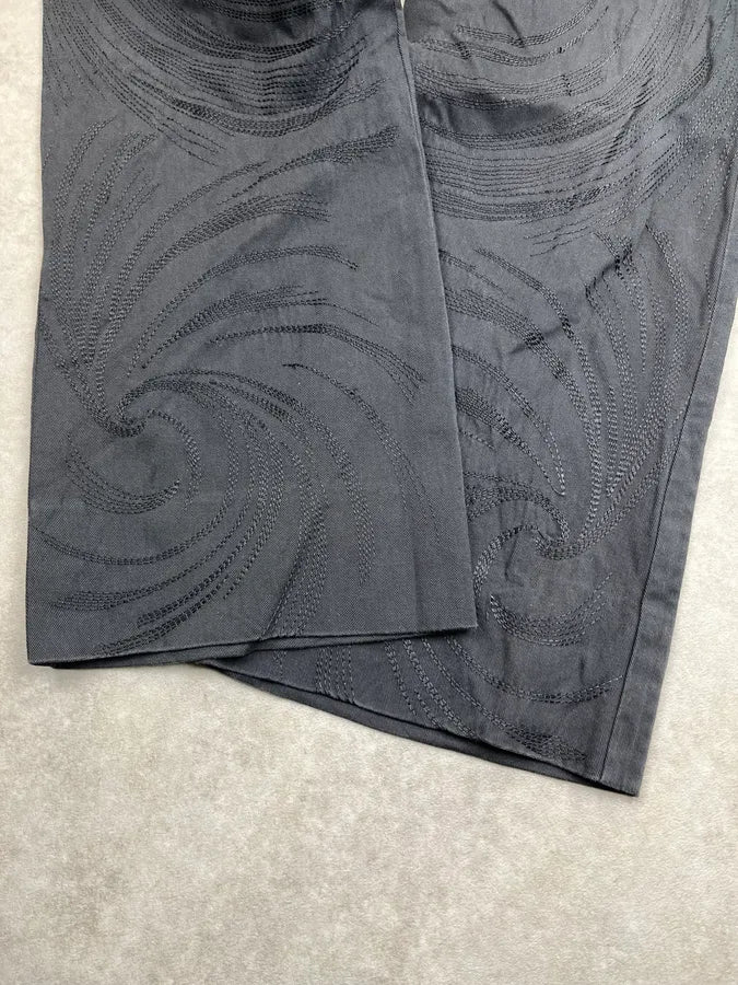 2000s Roberto Cavalli Embroidered Tribal Black Pants wnKxAHx 7