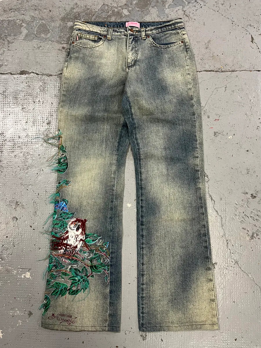 Roberto Cavalli Embroidered Sauvage Nature Blue Jeans aYlaubH 0