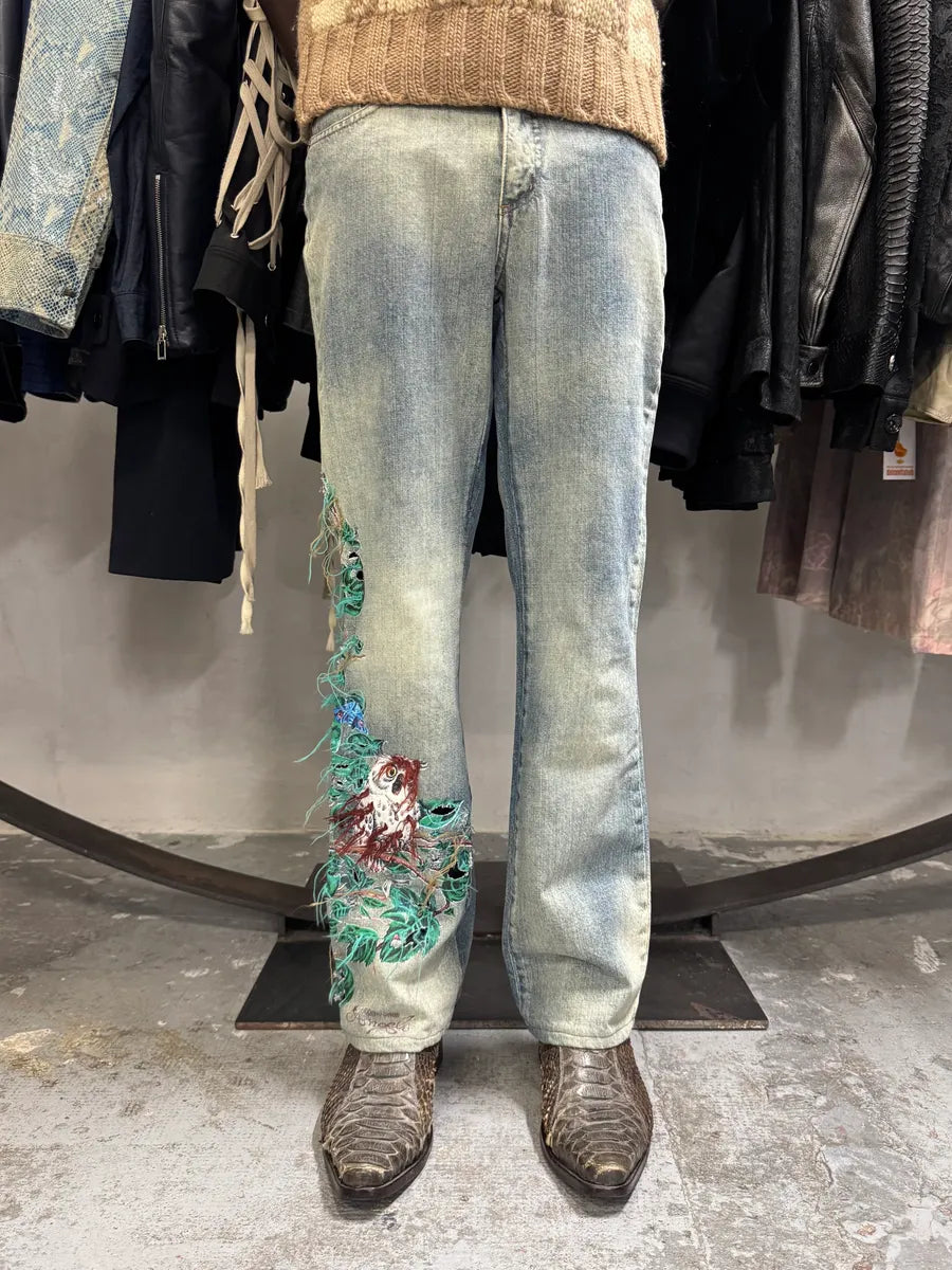 Roberto Cavalli Embroidered Sauvage Nature Blue Jeans aYlaubH 1