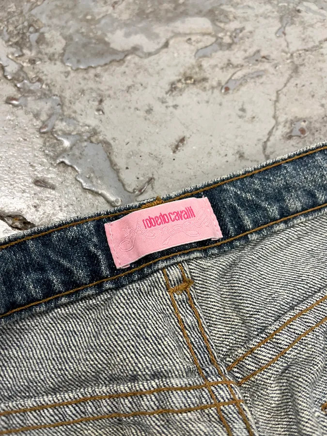 Roberto Cavalli Embroidered Sauvage Nature Blue Jeans aYlaubH 11