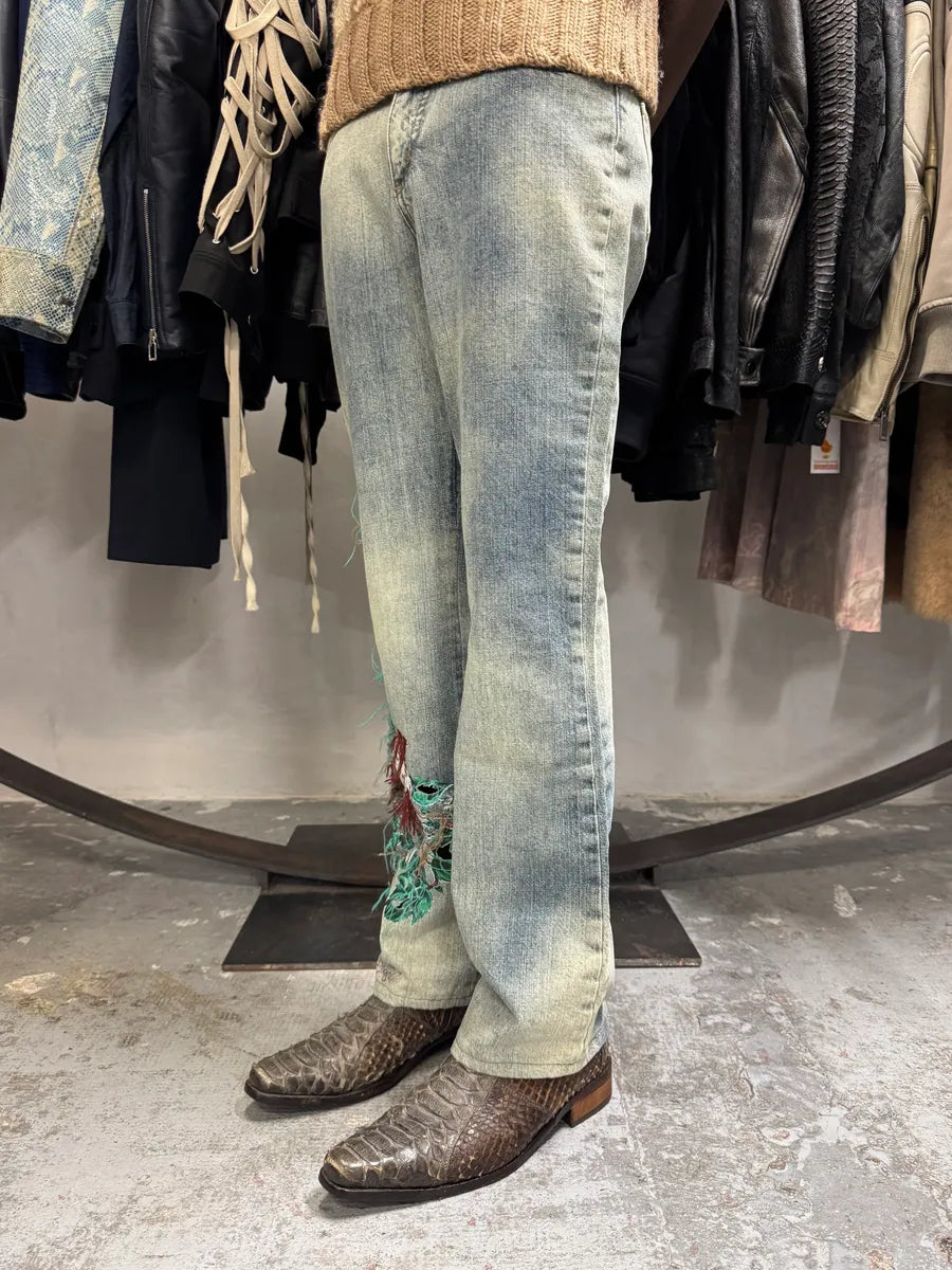 Roberto Cavalli Embroidered Sauvage Nature Blue Jeans aYlaubH 3