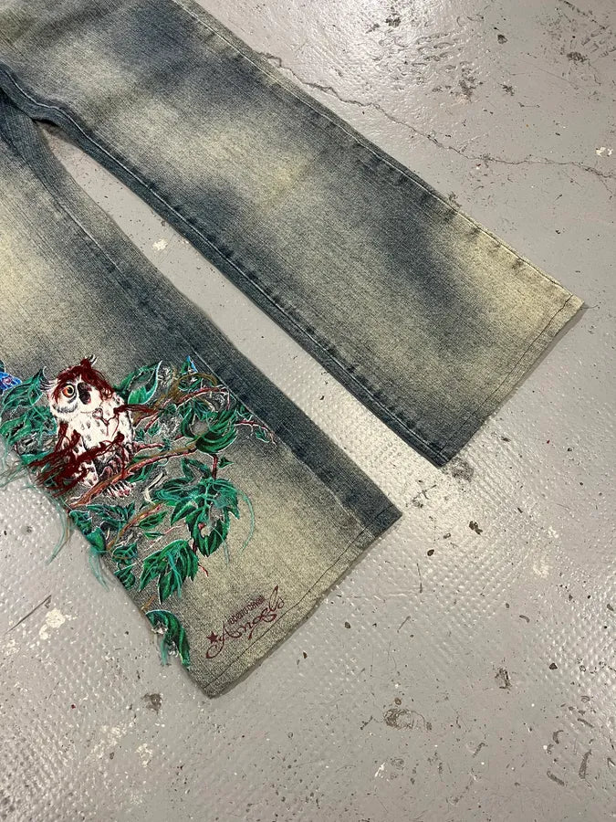 Roberto Cavalli Embroidered Sauvage Nature Blue Jeans aYlaubH 5