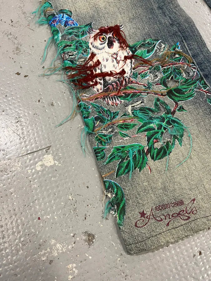 Roberto Cavalli Embroidered Sauvage Nature Blue Jeans aYlaubH 6