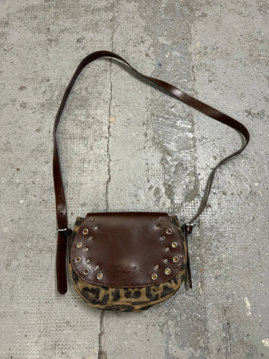 Roberto Cavalli Eyled Brown Leather Leopard Shoulder Bag CSnOOFT 0