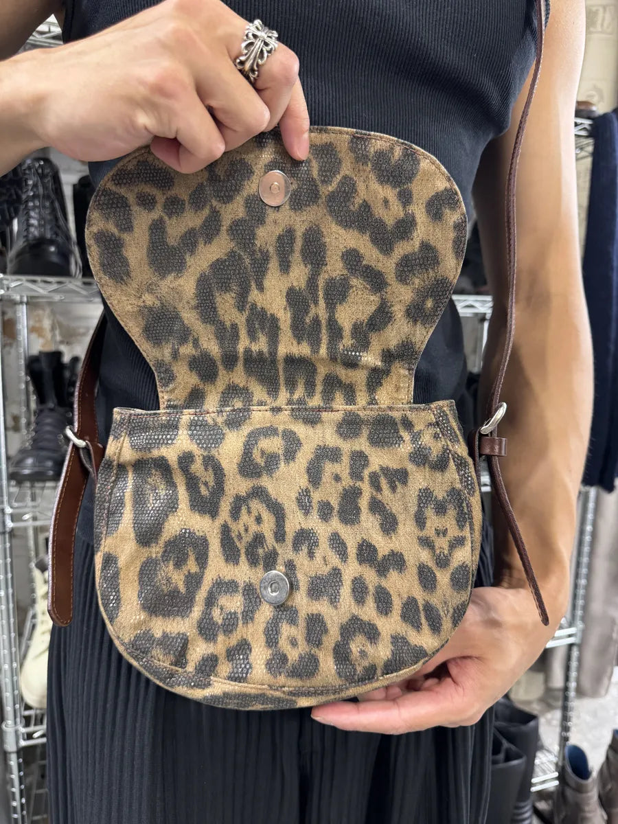 Roberto Cavalli Eyled Brown Leather Leopard Shoulder Bag CSnOOFT 1