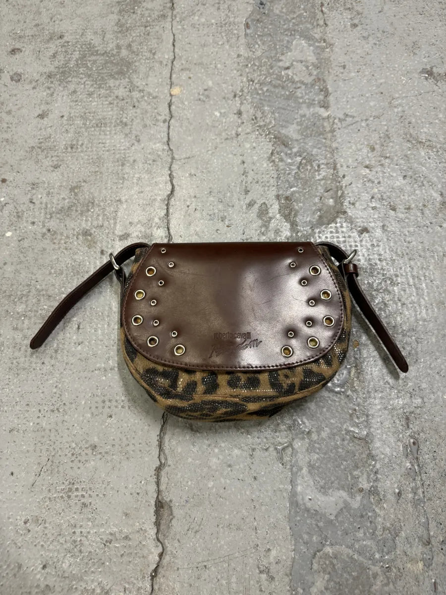 Roberto Cavalli Eyled Brown Leather Leopard Shoulder Bag CSnOOFT 9
