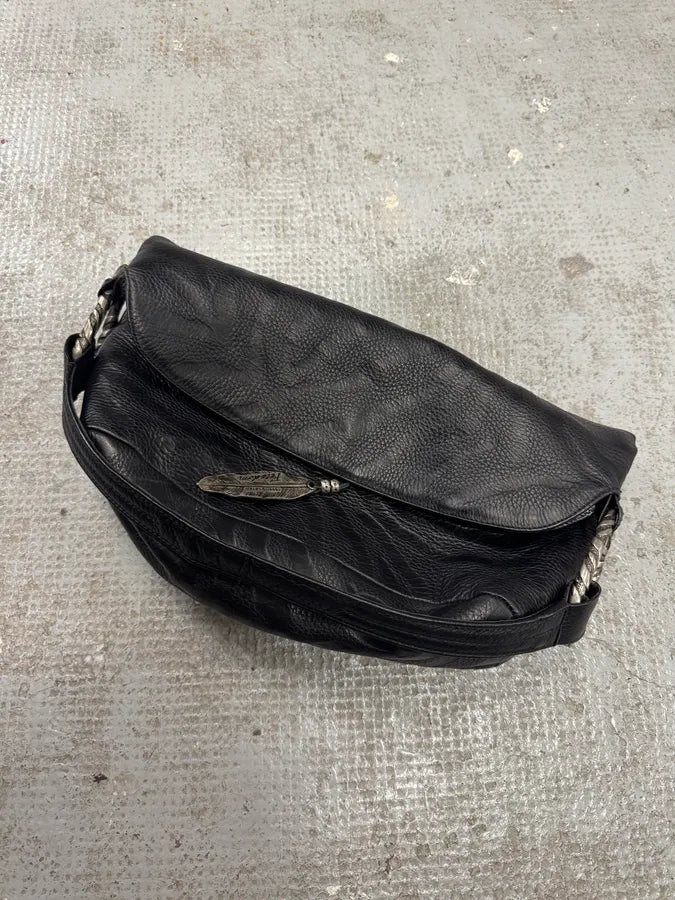 Roberto Cavalli Feather Black Grained Leather Handle Bag (OS) mQsWYIm 1