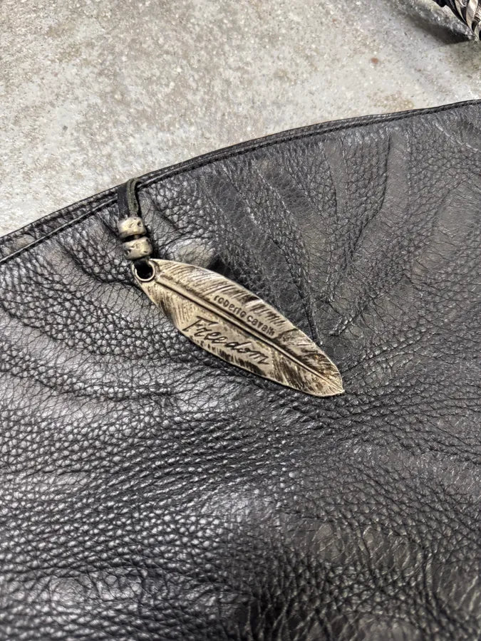 Roberto Cavalli Feather Black Grained Leather Handle Bag (OS) mQsWYIm 2
