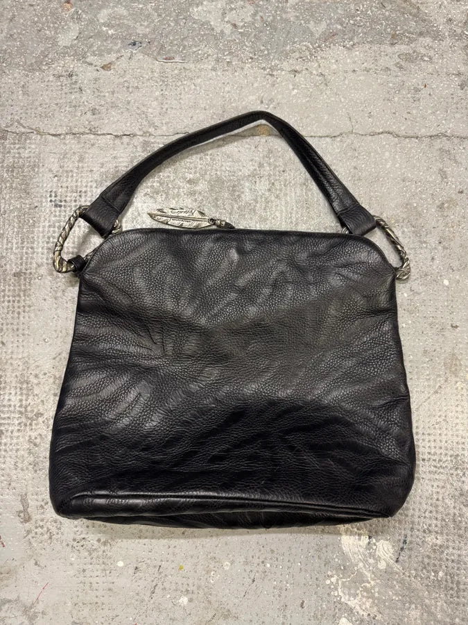 Roberto Cavalli Feather Black Grained Leather Handle Bag (OS) mQsWYIm 4