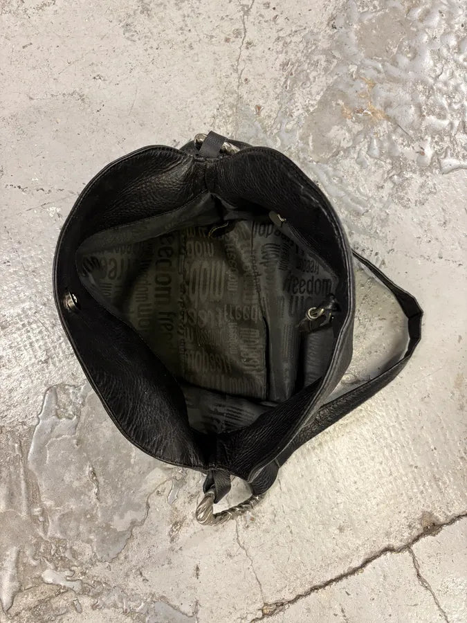 Roberto Cavalli Feather Black Grained Leather Handle Bag rbEqXwM 3