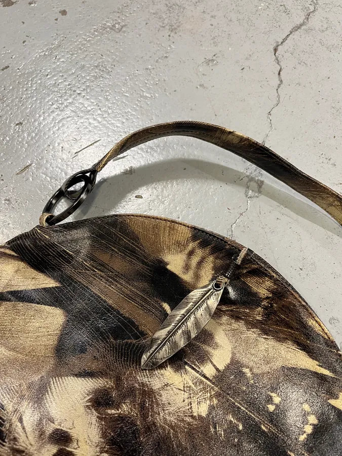 Roberto Cavalli Feather Charm Black & Beige Handle Bag treMODM 3