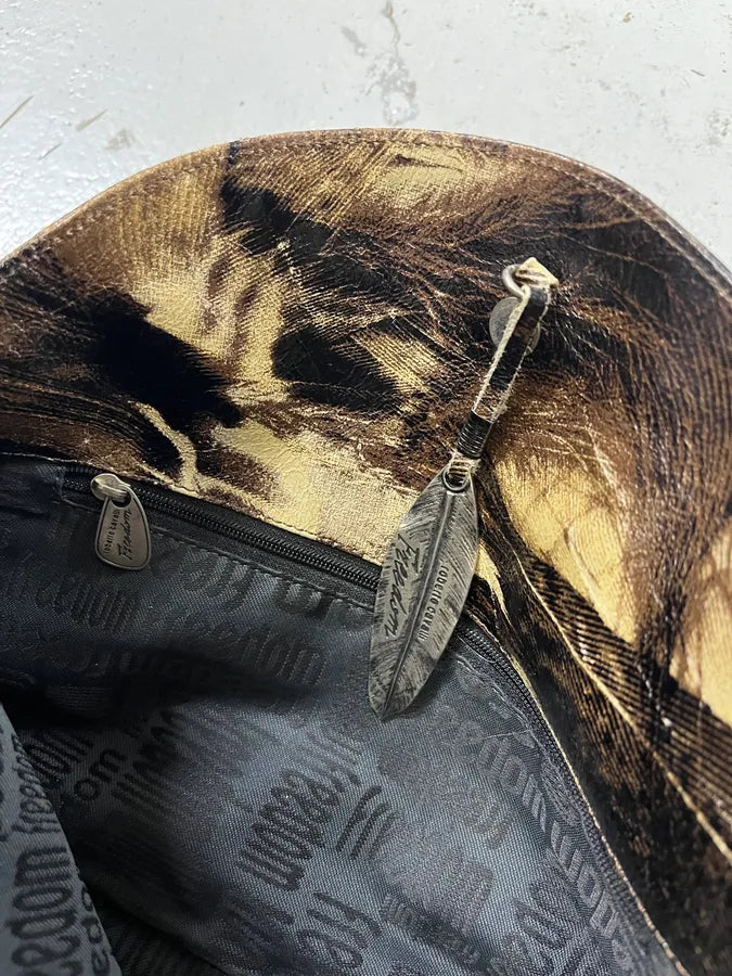 Roberto Cavalli Feather Charm Black & Beige Handle Bag treMODM 6