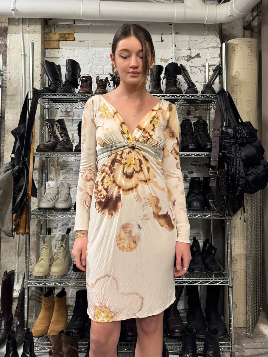 Roberto Cavalli Flowers White Dress obNhQgD 0