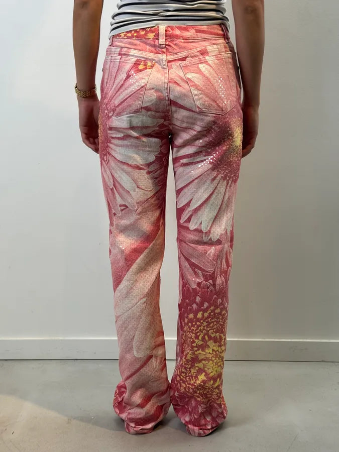 2000s Roberto Cavalli Fuchsia Cotton Floral Sequin Pants RNGFZDy 3