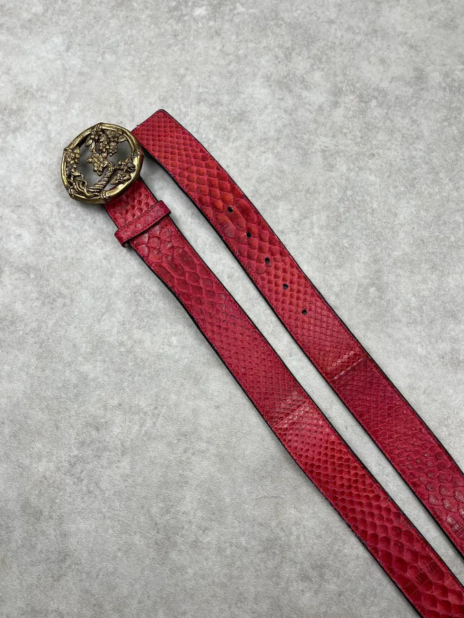 Roberto Cavalli Red Leather Python Embossed Belt qqunUWU 2