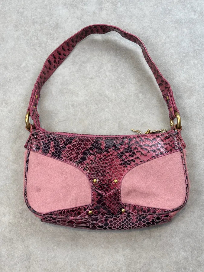 2010s Cavalli Fuchsia Pony Hair Crocodile-Embossed Shoulder Bag MrPpDck 5