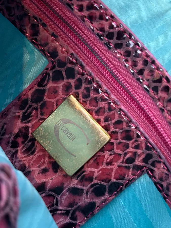 2010s Cavalli Fuchsia Pony Hair Crocodile-Embossed Shoulder Bag MrPpDck 12