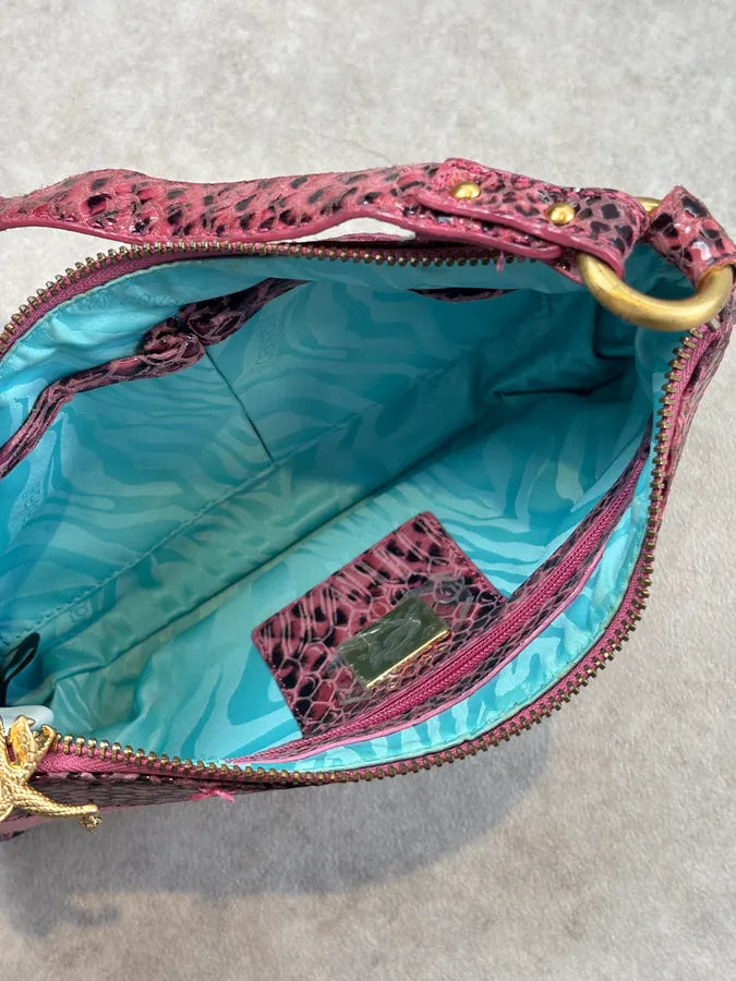 2010s Cavalli Fuchsia Pony Hair Crocodile-Embossed Shoulder Bag MrPpDck 11